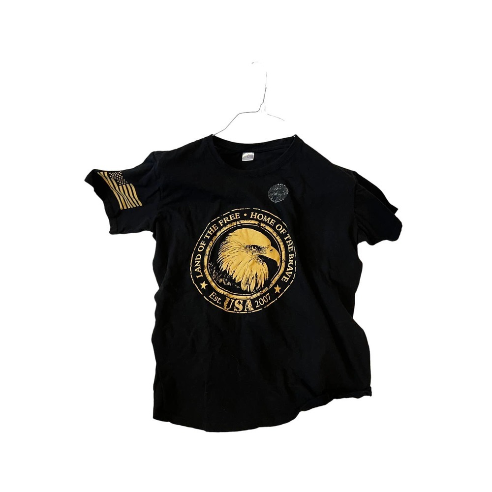 Land of the Free Home of the Brave USA Black T Shirt Mens L